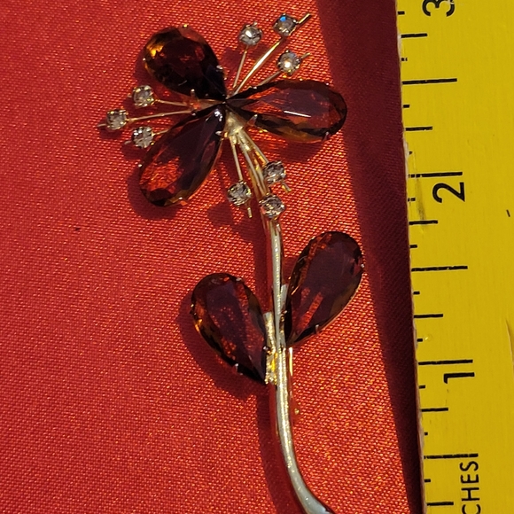 MADE IN AUSTRIA, SMOKY QUARTZ, AND RHINESTONE BROOCH - Picture 3 of 10